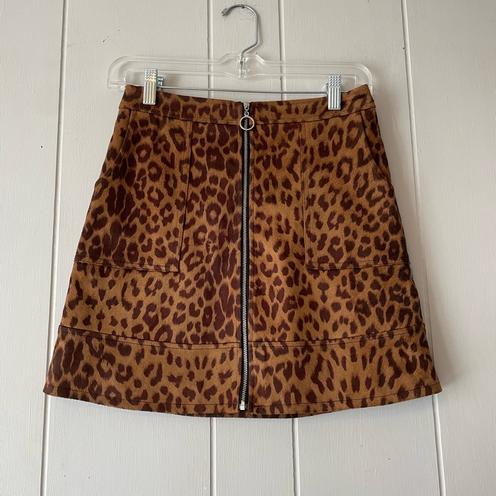 WYLDR revolve stranger things suede mini skirt leopard size XS